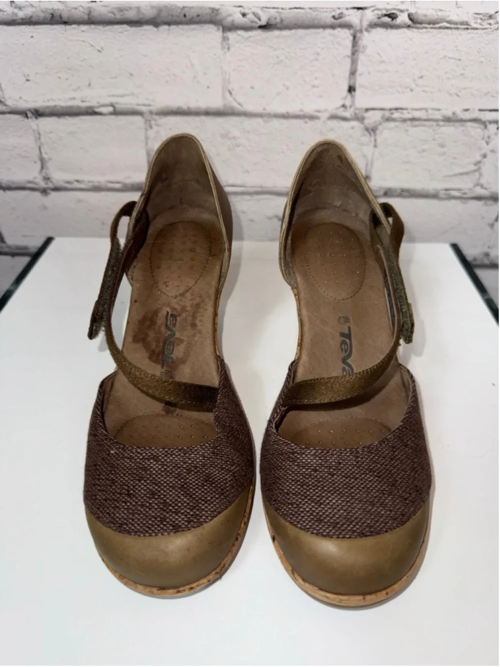Women's Teva Riviera Mary Jane Brown Tan Wedge Sandals Strappy Sandals Size 7